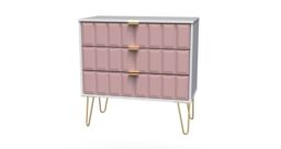 Ready Assembled 2 U Metro 3 Drawer Chest (Ready Assembled) in Dusty Pink - thumbnail 3