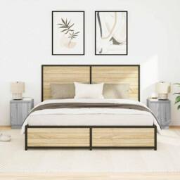 Berkfield Home Bedside Cabinets with LED Lights¬†2 pcs Grey Sonoma 38x34x50 cm - Size: 38 x 34 x 50 cm - thumbnail 4