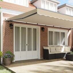 Berkfield Home Manual Retractable Awning Beige 600x350 cm - thumbnail 3