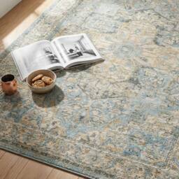 Livabliss Avellino-Vintage Beige Blue Gray Traditional Boho High Pile Living Rug - Size: 200 cm x 280 cm - thumbnail 7