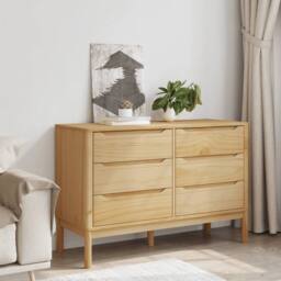 Berkfield Home Beautiful Chest of Drawers FLORO Wax Brown Solid Wood Pine in Light Brown - thumbnail 1