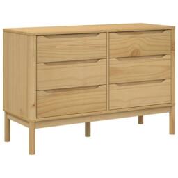 Berkfield Home Beautiful Chest of Drawers FLORO Wax Brown Solid Wood Pine in Light Brown - thumbnail 3