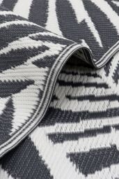 JVL Lightweight Reversible Plastic Woven Outdoor Rug 120x170cm Leaves in Grey - Size: 120 cm x 170 cm - thumbnail 4