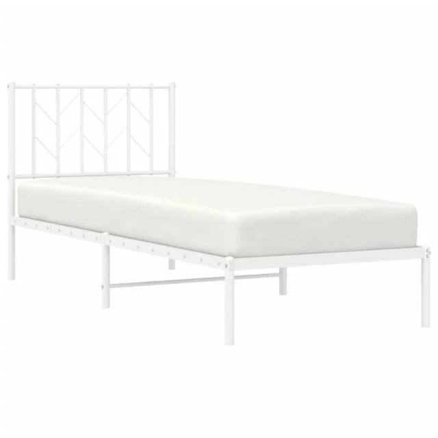 Berkfield Home Metal Bed Frame without Mattress with Headboard White 80x200cm - Size: 80x200 cm - image 1