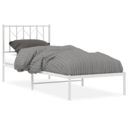 Berkfield Home Metal Bed Frame without Mattress with Headboard White 80x200cm - Size: 80x200 cm - thumbnail 3