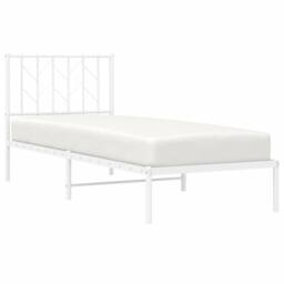 Berkfield Home Metal Bed Frame without Mattress with Headboard White 80x200cm - Size: 80x200 cm - thumbnail 1