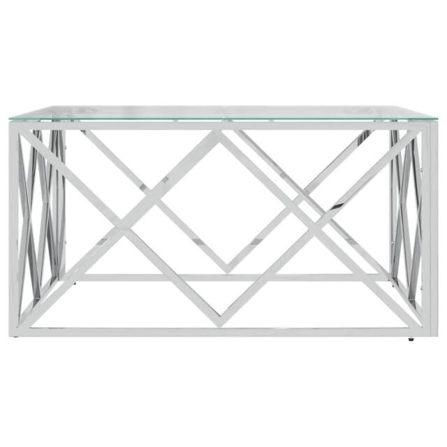 Berkfield Home Decorative Coffee Table 80x80x40 cm Stainless Steel & Glass in Silver - Size: 80 x 80 x 40 cm - image 1