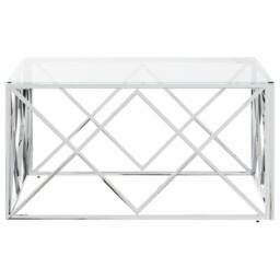 Berkfield Home Decorative Coffee Table 80x80x40 cm Stainless Steel & Glass in Silver - Size: 80 x 80 x 40 cm - thumbnail 4