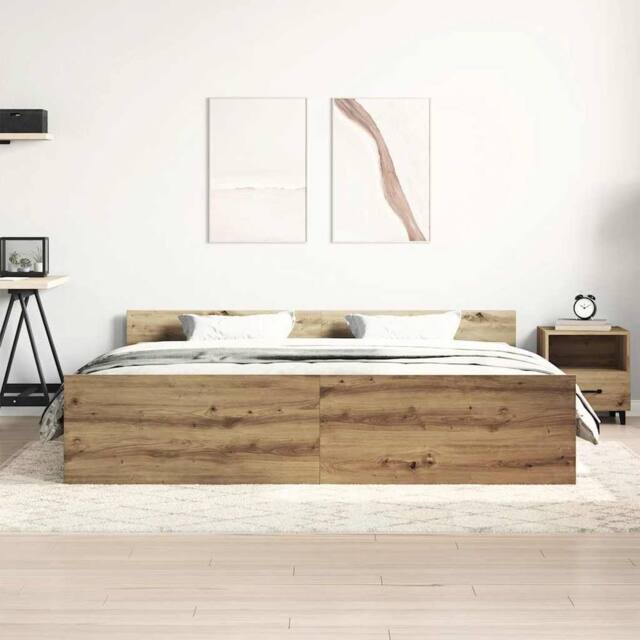 Berkfield Home Durable Bed Frame without Mattress Artisan Oak 180x200cm Engineer in Brown - Size: Super King - image 1