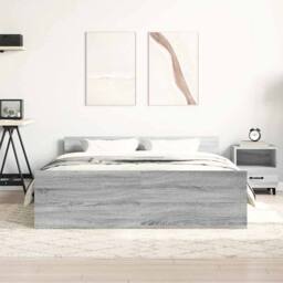 Berkfield Home Durable Bed Frame with Headboard & Footboard Grey Sonoma 140x200 cm - thumbnail 4