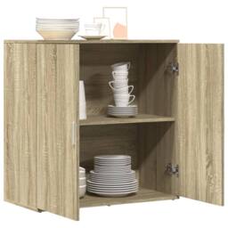 Berkfield Home Sideboard Sonoma Oak 79x38x80 cm Engineered Wood in Brown - Size: 79 x 38 x 80 cm - thumbnail 4