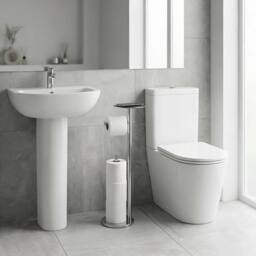 EONLION Freestanding Toilet Roll Holder Stand Silver Bathroom - thumbnail 3