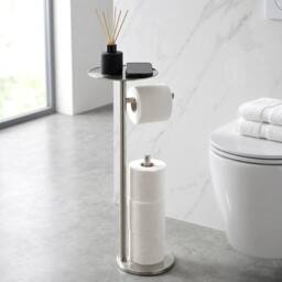 EONLION Freestanding Toilet Roll Holder Stand Silver Bathroom - thumbnail 1