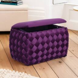 Artemis Home Plumeo Velvet Storage Ottoman in Purple - thumbnail 1