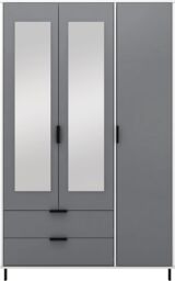 Seconique Madrid 3 Door 2 Drawer Mirrored Wardrobe in Grey - thumbnail 3