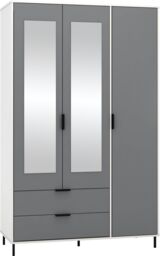 Seconique Madrid 3 Door 2 Drawer Mirrored Wardrobe in Grey - thumbnail 2