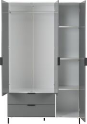 Seconique Madrid 3 Door 2 Drawer Mirrored Wardrobe in Grey - thumbnail 4