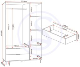Seconique Madrid 3 Door 2 Drawer Mirrored Wardrobe in Grey - thumbnail 8