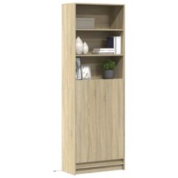Berkfield Home Highboard with LED Sonoma Oak 69x32.5x200 cm Engineered Wood in Brown - thumbnail 1
