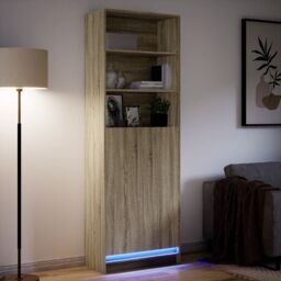 Berkfield Home Highboard with LED Sonoma Oak 69x32.5x200 cm Engineered Wood in Brown - thumbnail 5