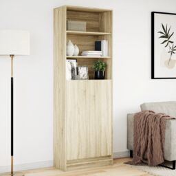 Berkfield Home Highboard with LED Sonoma Oak 69x32.5x200 cm Engineered Wood in Brown - thumbnail 4