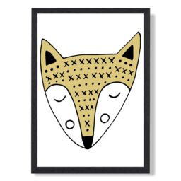 ARTZE Cute Yellow Fox Scandi Animal Framed Print SIZE: A3 with Black Frame - Size: A4 - thumbnail 1