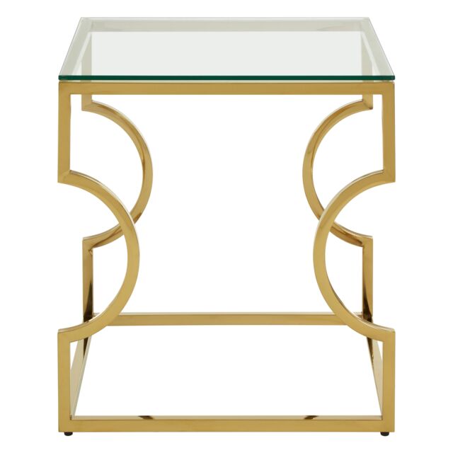 Orsina Contemporary Curved Frame End Table, Durable Lounge Side Table, Functional Sleek Living Room Side Table in Gold - image 1