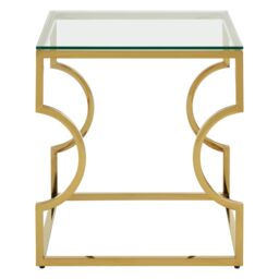 Orsina Contemporary Curved Frame End Table, Durable Lounge Side Table, Functional Sleek Living Room Side Table in Gold - thumbnail 1
