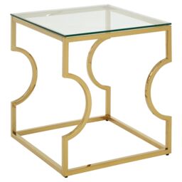 Orsina Contemporary Curved Frame End Table, Durable Lounge Side Table, Functional Sleek Living Room Side Table in Gold - thumbnail 2