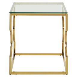 Orsina Contemporary Curved Frame End Table, Durable Lounge Side Table, Functional Sleek Living Room Side Table in Gold - thumbnail 3