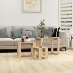 Berkfield Home Nesting Tables 3 pcs Sonoma Oak Engineered Wood in Brown - thumbnail 1
