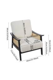 Mid-Century Modern Teddy Bear Fur Rattan & Wood Armchair in White - thumbnail 8