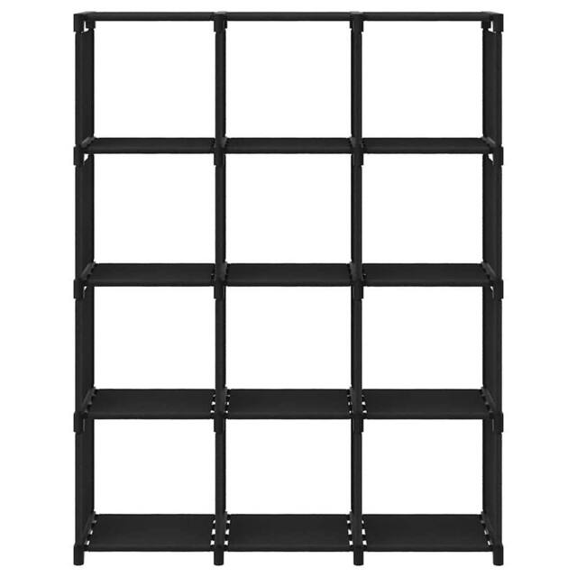 Berkfield Home 12-Cube Display Shelf Black 103x30x141 cm Fabric - Size: 103 x 30 x 141 cm - image 1