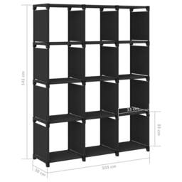 Berkfield Home 12-Cube Display Shelf Black 103x30x141 cm Fabric - Size: 103 x 30 x 141 cm - thumbnail 8