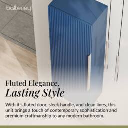 Balterley Fluted 400mm Tall Wall Hung Storage Unit with Single Soft Close Door - Blue - thumbnail 4