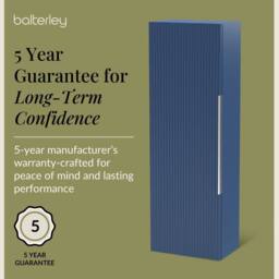 Balterley Fluted 400mm Tall Wall Hung Storage Unit with Single Soft Close Door - Blue - thumbnail 6