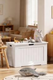 Living and Home White Wooden Storage Chest Organiser Box - thumbnail 1
