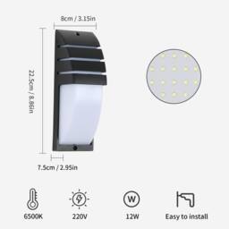 Pheashine Stylish Outdoor Wall Light 2-Pack IP44 Waterproof 12W LED Black - thumbnail 4