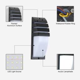 Pheashine Stylish Outdoor Wall Light 2-Pack IP44 Waterproof 12W LED Black - thumbnail 7