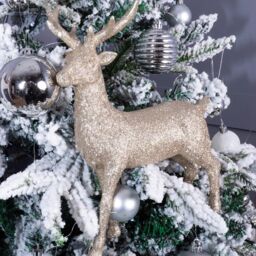 mysmartbuy Set of 3 Glitter Reindeer Ornaments - White, Silver & Gold Sparkly Shimmering Festive Christmas Xmas Figurine Home Decorations - thumbnail 5