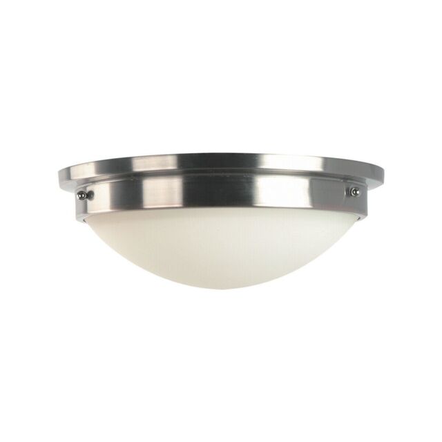 Loops 2 Bulb Flush Light Low Ceiling Polished Nickel Finish LED E27 60W Bulb in Metallics - image 1