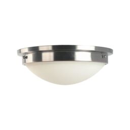 Loops 2 Bulb Flush Light Low Ceiling Polished Nickel Finish LED E27 60W Bulb in Metallics - thumbnail 1