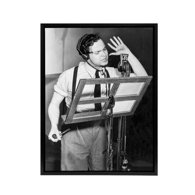"Artery8 Actor Orson Welles Studio Photograph Framed Canvas Wall Art Print in Grey - Size: W12"" x H16""" - image 1