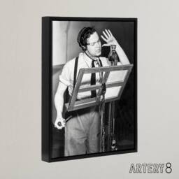 "Artery8 Actor Orson Welles Studio Photograph Framed Canvas Wall Art Print in Grey - Size: W12"" x H16""" - thumbnail 2