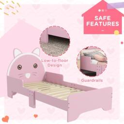 STILVORA Bed Frame 140 x 70cm with wooden structure cat design in Pink - Size: Junior - thumbnail 7