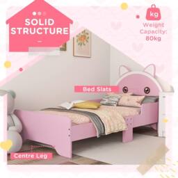 STILVORA Bed Frame 140 x 70cm with wooden structure cat design in Pink - Size: Junior - thumbnail 5