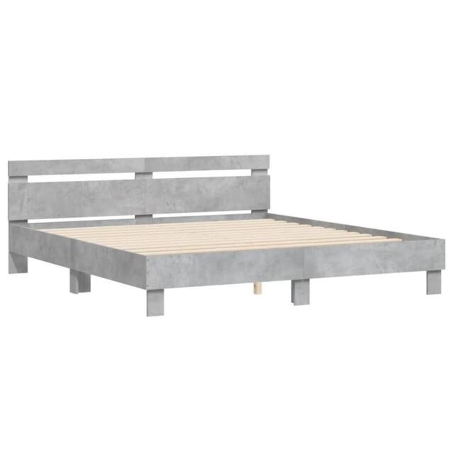 Berkfield Home Durable Bed Frame without Mattress Concrete Grey 180x200 cm Super King - image 1