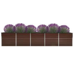 Berkfield Home Garden Raised Bed Galvanised Steel 400x80x45 cm Brown - Size: 400 x 80 x 45 cm - thumbnail 3