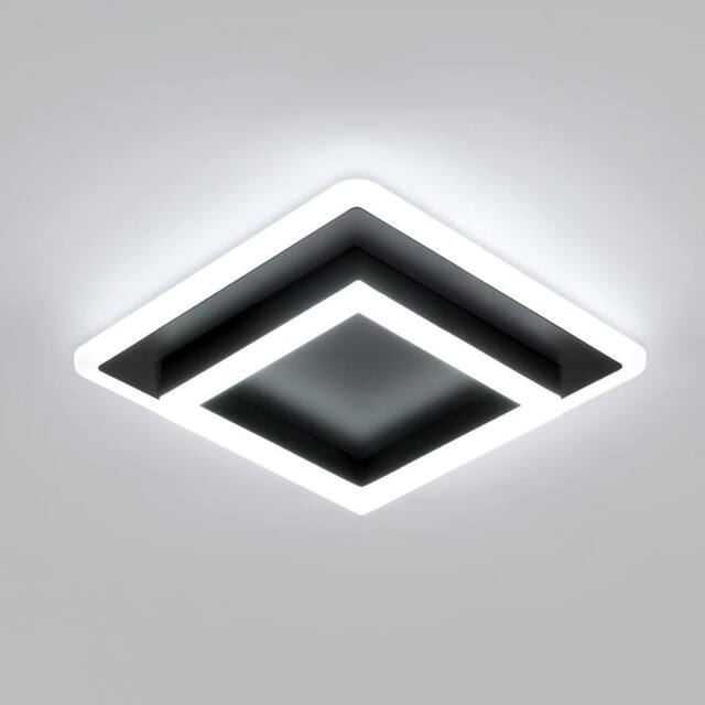 Goeco LED Ceiling Light, 30W, Square, Modern Acrylic Ceiling Lighting, 6500K in Black - image 1