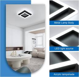 Goeco LED Ceiling Light, 30W, Square, Modern Acrylic Ceiling Lighting, 6500K in Black - thumbnail 8